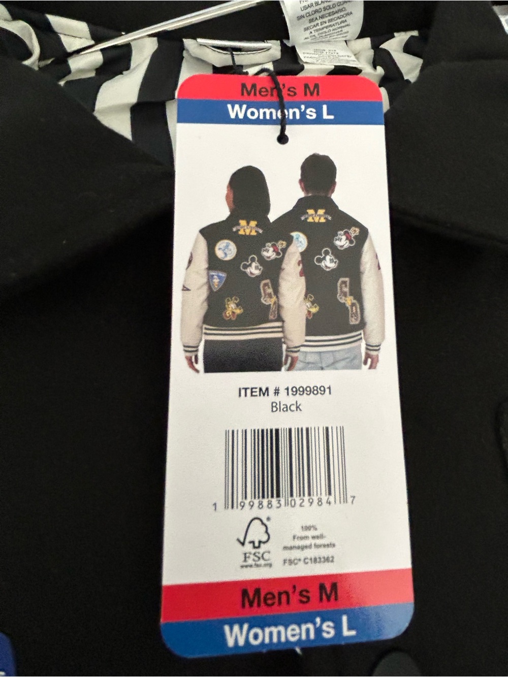Disney Mickey Mouse Black Varsity Letterman Jacket Unisex Men’s M Women’s L - Picture 11 of 11